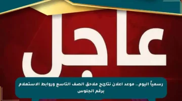 رسمياً اليوم.. موعد إعلان نتائج ملاحق الصف التاسع وروابط الاستعلام برقم الجلوس